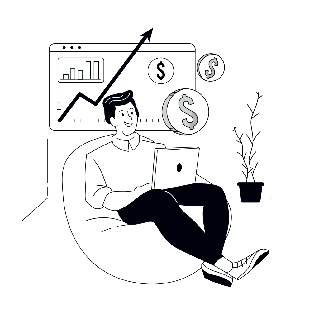 Ilustrace růstu příjmů – koncept finanční výkonnosti